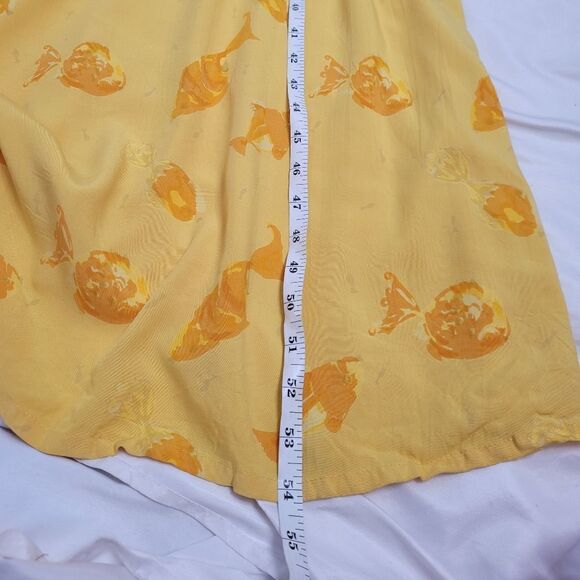 VINTAGE 90s yellow dress fish‎ print sleeveless maxi swim coverup M - Picture 7 of 7